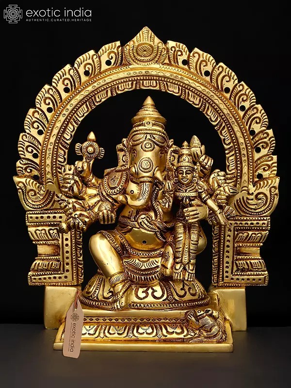 8" Vallabha Ganapati Seated on Throne | Brass Statue