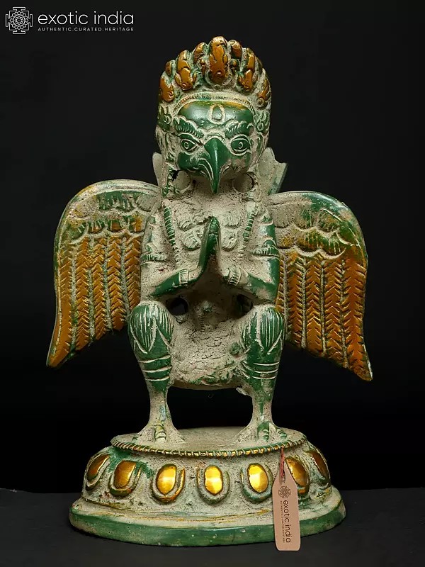 5" Small Sitting Garuda in Namaskar Mudra | Brass Statue
