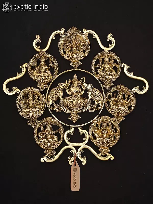 13" Ashtalakshmi Wall Hanging Statue in Brass | Made In India | Handmade