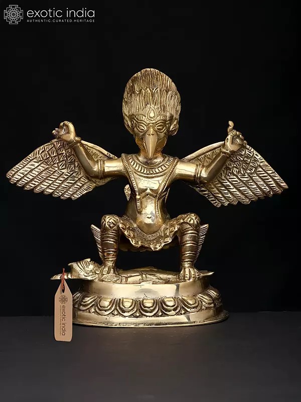 9" Garuda Subduing The Demon | Brass Statue