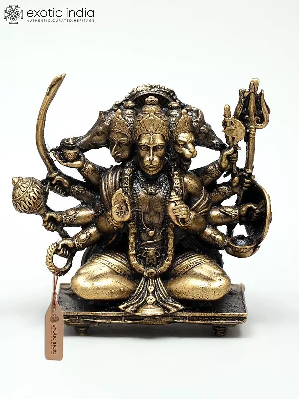 2" Small Superfine Seated Panchamukhi Hanuman in Blessing Gesture | Ideal for Puja