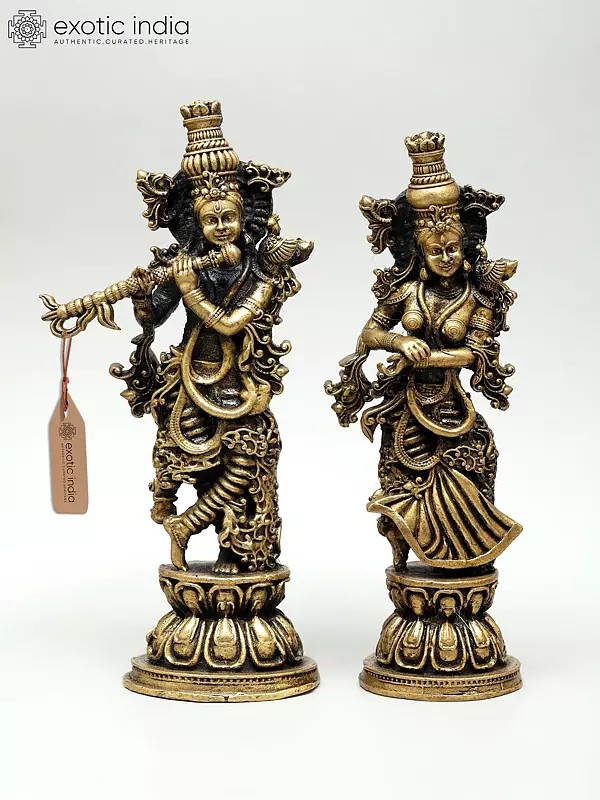 4" Small Superfine The Enchanted Duo: Divine Radha and Krishna | Ideal for Puja