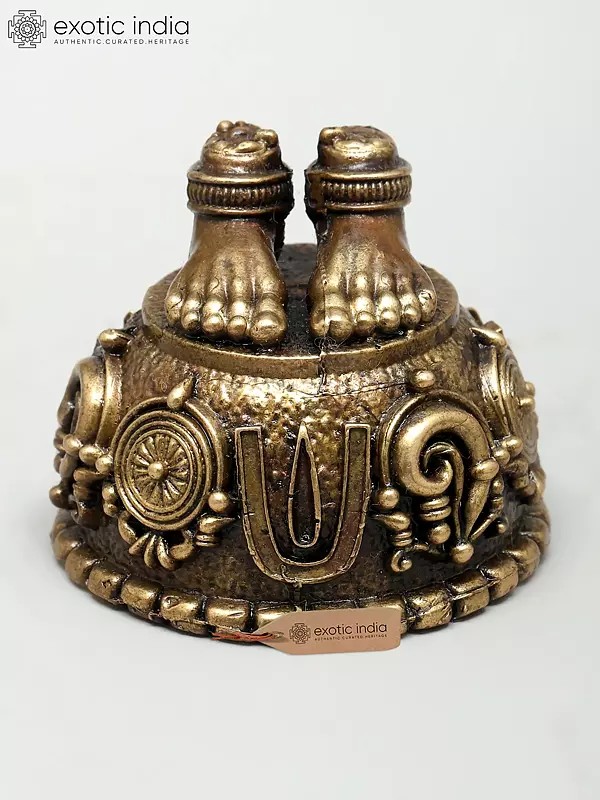 2" Small Sacred Feet of Lord Vishnu with Vaishnav Symbols | Ideal for Puja
