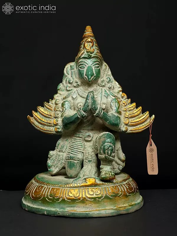 5" Small Sitting Garuda in Namaskar Mudra | Brass Statue