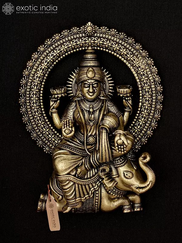 4" Small Superfine Goddess Gajalakshmi | Brass Statue | Wall Hanging