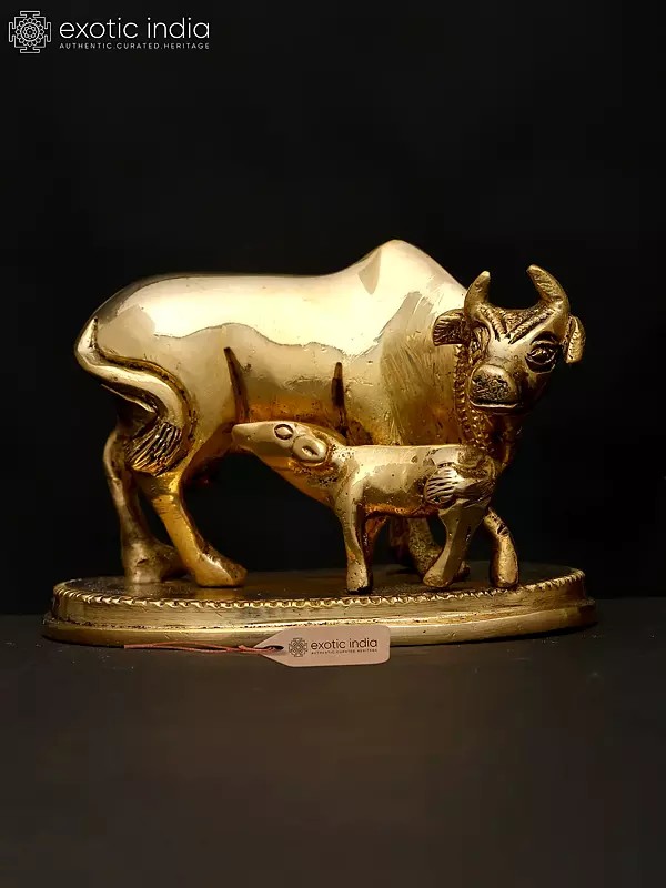 3" Small Cow and Calf | Brass Statue
