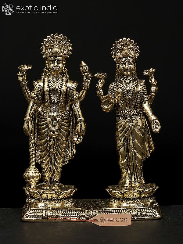 2" Small Superfine Standing Lakshmi Narayan (Vishnu Lakshmi) | Brass Statue