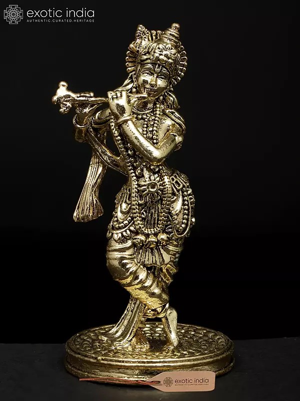 3" Small Superfine Fluting Lord Krishna | Brass Idol