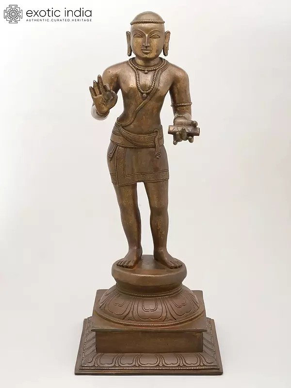 22" Tamil Saint Manikkavacakar | Madhuchista Vidhana (Lost-Wax) | Panchaloha Bronze from Swamimalai