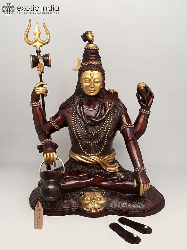 47" The Lord Shiva Sitting in Meditation Gesture | Brass Sculpture
