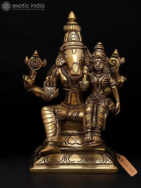 6" Small Varaha Avatar – Symbol of Protection and Restoration | Brass Sculpture
