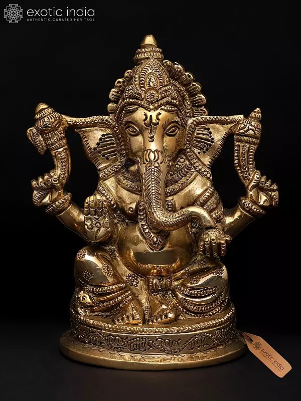 6" Small Lord Ganesha - Giver of Happiness and Prosperity | Brass Statue