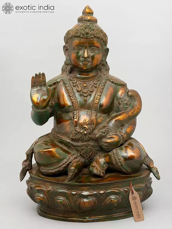 21" Blessing Lord Kubera - Hindu God of Wealth | Brass Statue