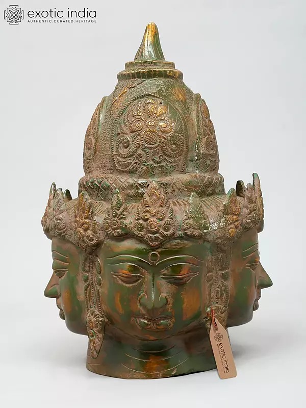 13" Brass Four Faces Tara Head | Handmade | Made In India