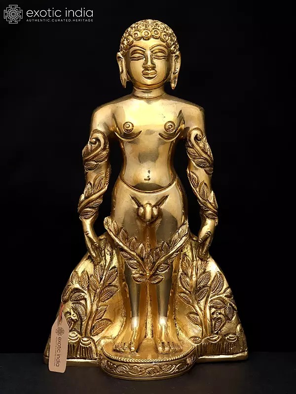 9" Lord Mahavir in Standing Gesture – Jain Tirthankar | Brass Statue