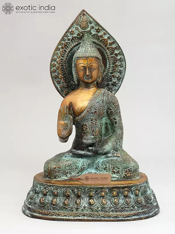13" Shakyamuni Buddha in Abhaya Mudra | Brass Statue