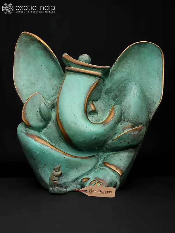 11" Stylized Modern Ganesha | Brass Statue