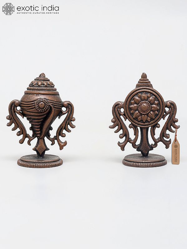 2" Small Shankh Chakra - Vaishnava Symbols | Copper Statues