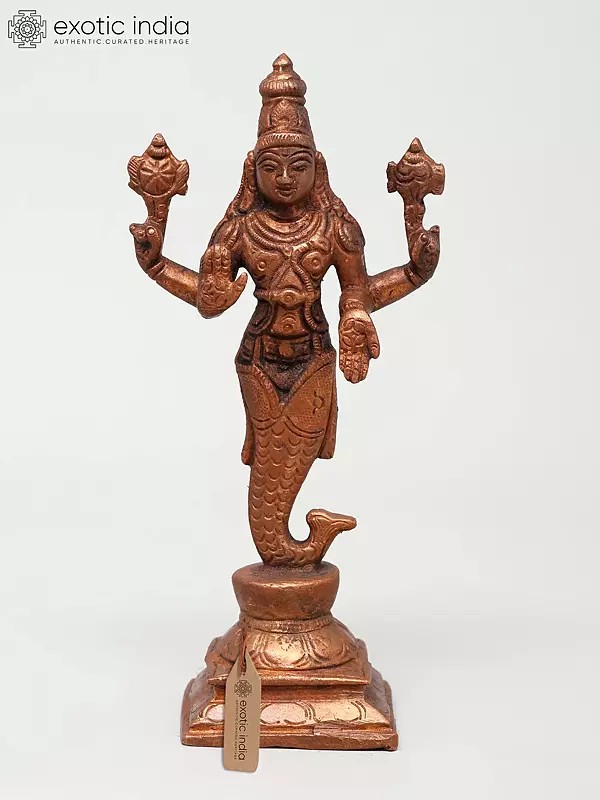6" Matsya Avatara of Lord Vishnu | Copper Statue