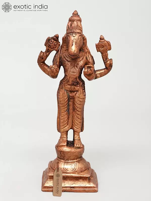 5" Small Standing Lord Varaha | Copper Idol