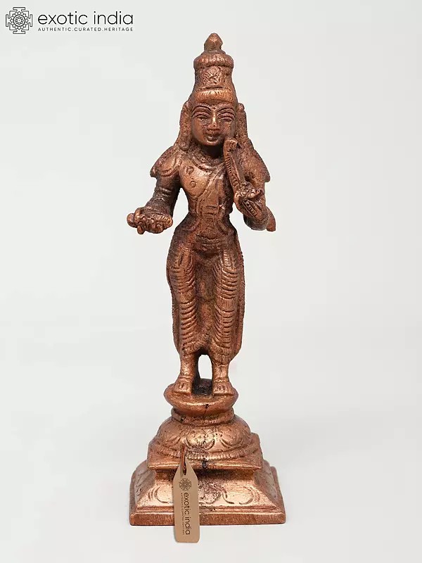 5" Small Standing Goddess Lakshmi | Copper Statue