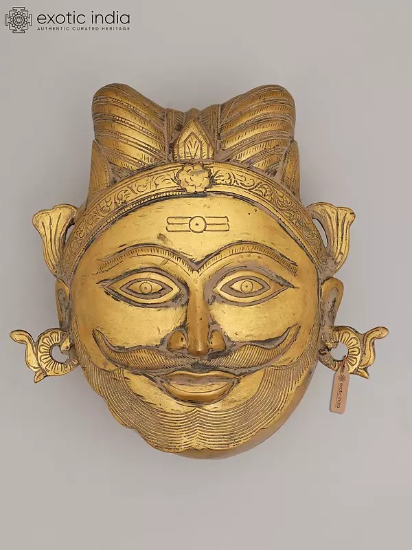 9" Brass Shaivite (Mahakal Face) Temple Offering Box | Handmade