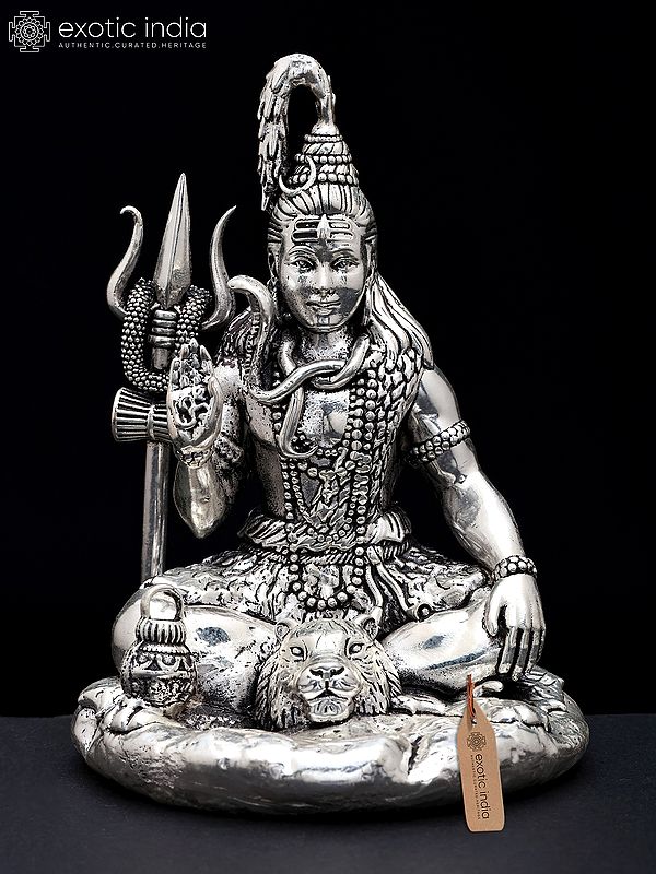 Small Superfine Blessing Lord Shiva | Silver Plated Brass Statue