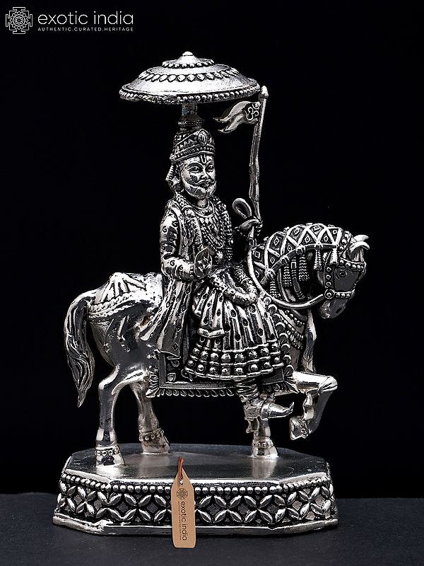 4" Small Superfine Baba Ramdev Pir | Silver Plated Brass Statue
