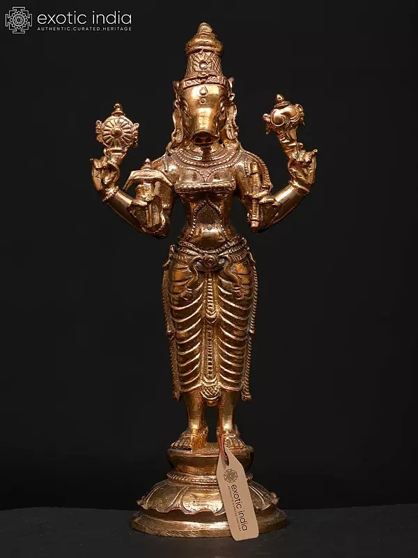 5" Small Standing Goddess Varahi Bronze Statue