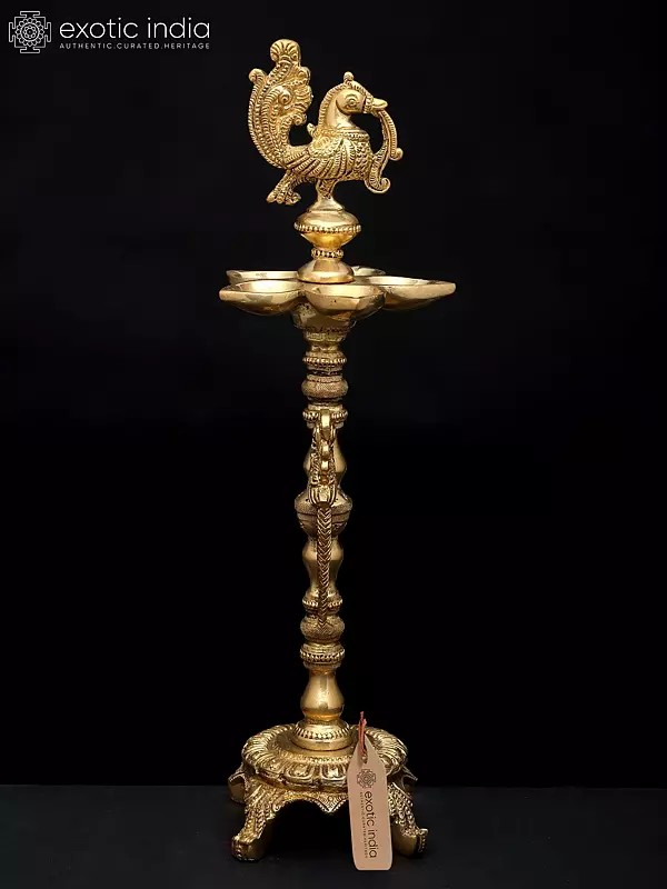 12" Brass Peacock Lamp (Annam Lamp)