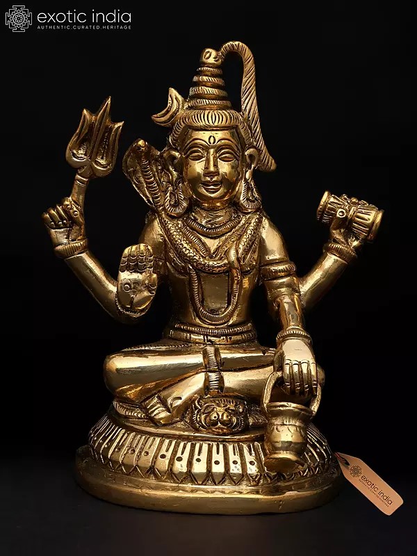 5" Chaturbhuja Bhagawan Shiva Statue in Brass | Handmade Idol | Made in India