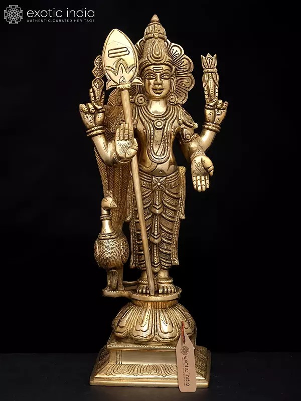 13" Superfine Kumara Karttikeya (Murugan Swami) In Brass | Handmade | Made In India