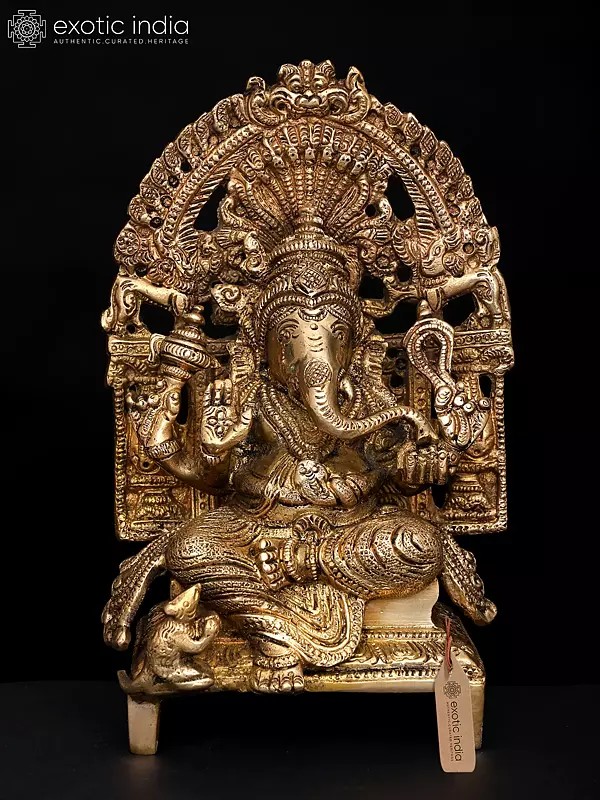 8" King Ganesha In Brass | Handmade | Made In India