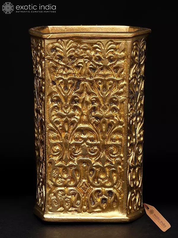 3" Designer Brass Pen Holder | Table Decor Items