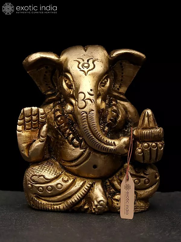 2" Small Lord Ganesha Brass Sculpture | Handmade | Made in India