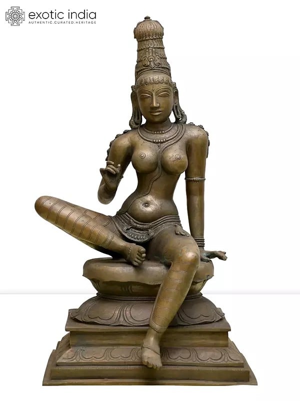 20" Sitting Devi Uma (Bhoga Shakti) | Madhuchista Vidhana (Lost-Wax) | Panchaloha Bronze from Swamimalai