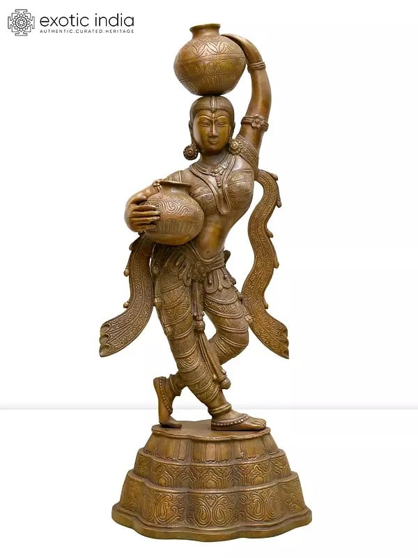 27" Lord Krishna's Gopi | Madhuchista Vidhana (Lost-Wax) | Panchaloha Bronze Idol from Swamimalai