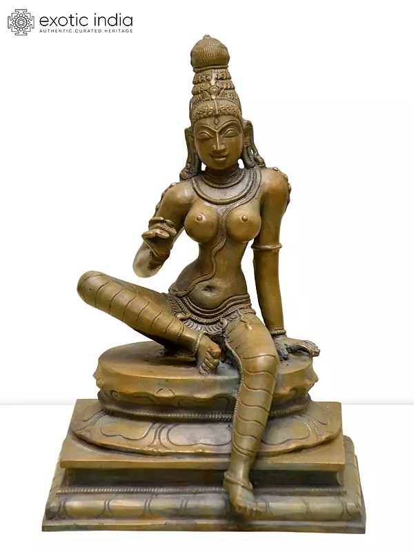 10" Sitting Devi Uma (Bhoga Shakti) | Madhuchista Vidhana (Lost-Wax) | Panchaloha Bronze from Swamimalai