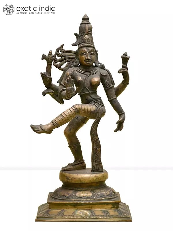 12" Dancing Ardhanarishvara (Shiva-Shakti) | Madhuchista Vidhana (Lost-Wax) | Panchaloha Bronze from Swamimalai