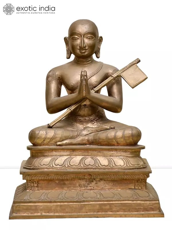 10" Indian Hindu Philosopher Ramanujacharya | Madhuchista Vidhana (Lost-Wax) | Panchaloha Bronze from Swamimalai