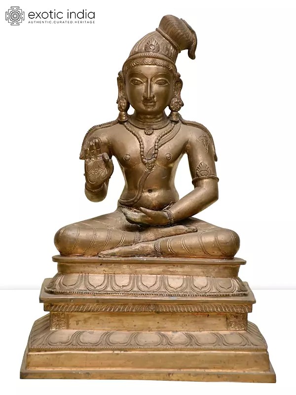 12" Hindu Saint Nammalvar | Madhuchista Vidhana (Lost-Wax) | Panchaloha Bronze from Swamimalai