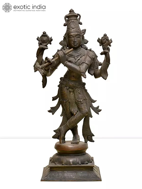 19" Standing Venugopal Krishna | Madhuchista Vidhana (Lost-Wax) | Panchaloha Bronze from Swamimalai