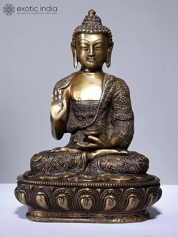 12" Lord Buddha Seated in Vitark Mudra | Brass Statue