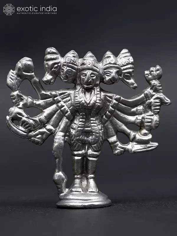 2" Small Standing Ten Armed Panchamukhi Lord Hanuman | Mercury Statue