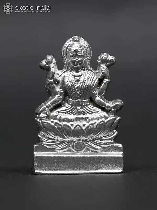 1" Small Goddess Lakshmi Seated on Lotus | Mercury Statue