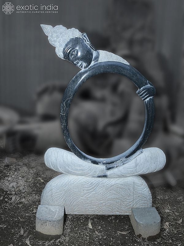 45" Seated Lord Buddha | Large Granite Stone Sculpture