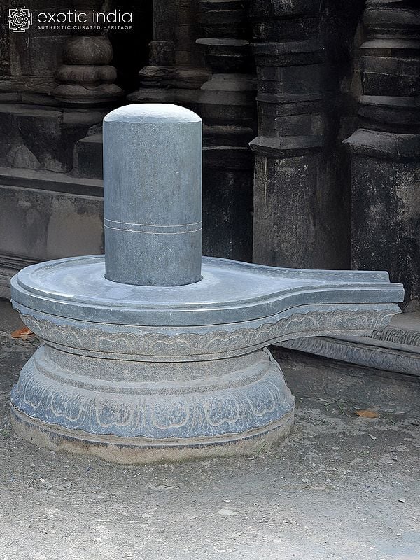 27" Shiva Linga Granite Stone Sculpture | Large Stone Statue