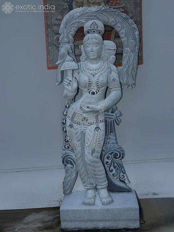 80" Standing Goddess Meenakshi | Large Granite Stone Statue