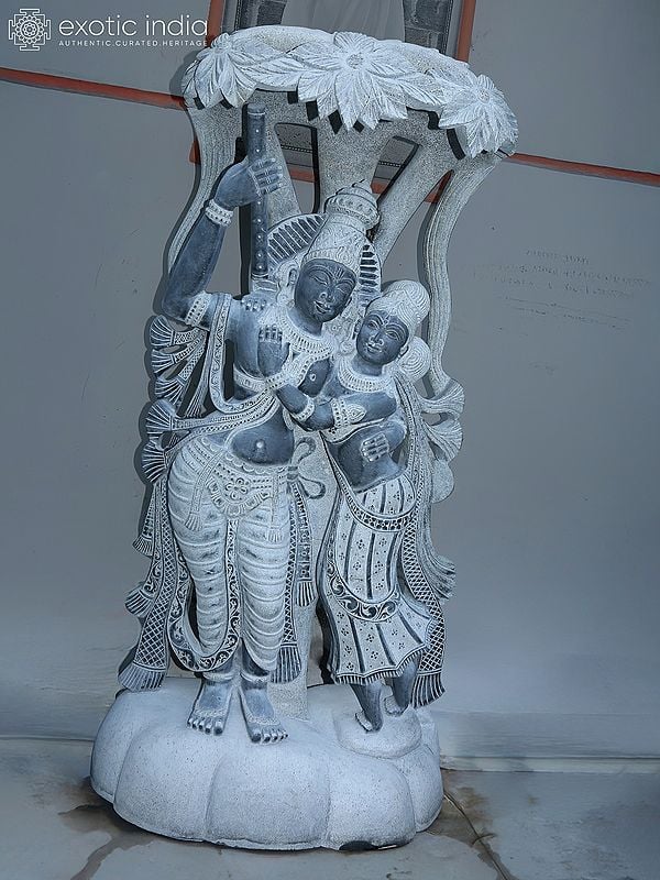 67" Standing Radha and Krishna Idol | Large Granite Stone Statue