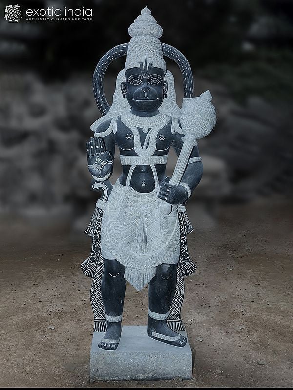 80" Large Size Lord Hanuman Granite Stone Statue